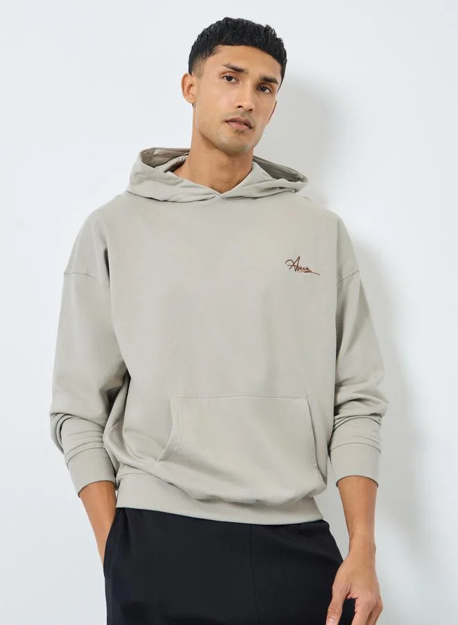 Styli Men Khaki Oversize Fleece Hoodie